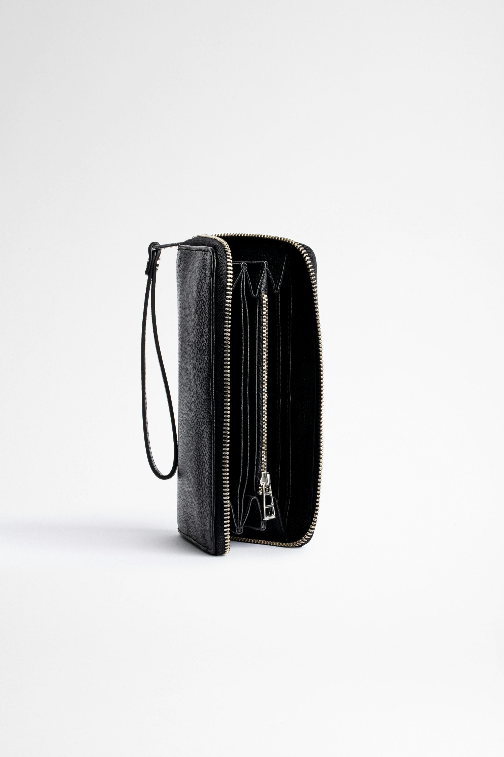 Compagnon Studs Outline Wallet - Women's black grained leather wallet